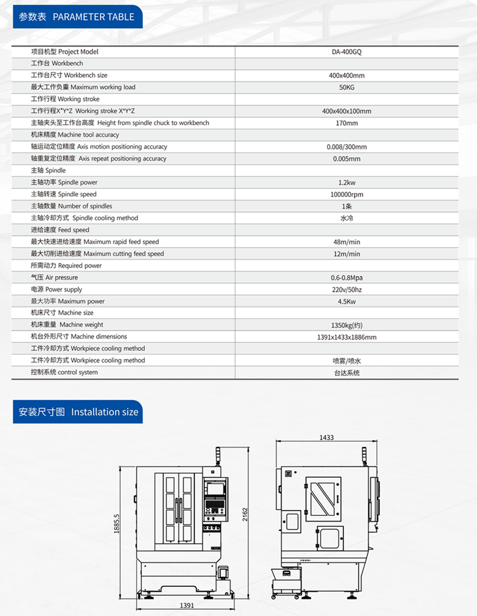 DA-400GQ全罩高光機參數(shù)